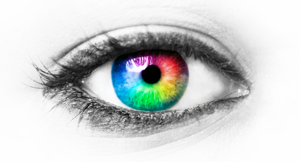 eye ball with rainbow